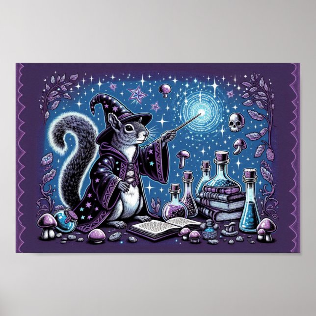 Spooky Spellcaster: Halloween Squirrel-guiden Poster (Framsidan)