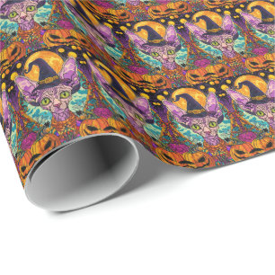 Spooky Sphynx-katt Halloween-beck och pumpkin Presentpapper