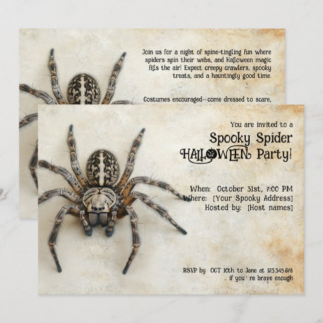 Spooky Spider Halloween fest! Inbjudningar (Fram/baksida)