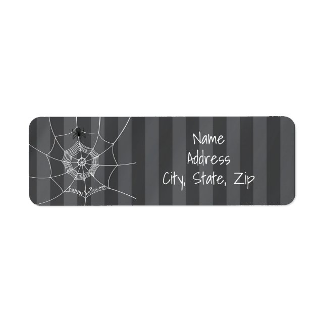 Spooky Spider spinning Happy halloween Webben Returadress Etikett (Framsidan)