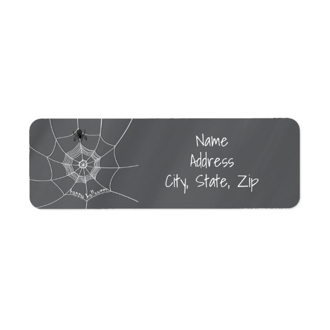 Spooky Spider spinning Happy halloween Webben Returadress Etikett (Framsidan)
