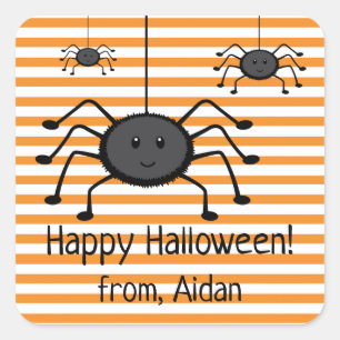 Spooky Spiders Halloween Sticker Fyrkantigt Klistermärke