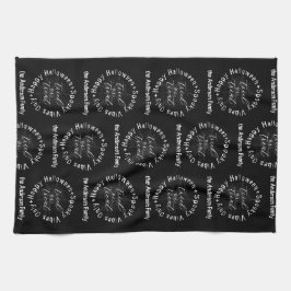 Spooky Spindelnät Black and White Happy halloween Kökshandduk