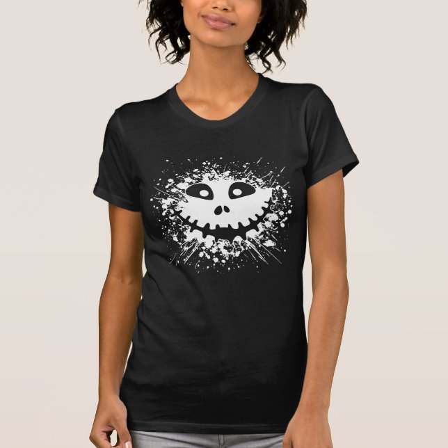 Spooky Splatter Halloween Pumpkin Ansikte T Shirt (Framsida)
