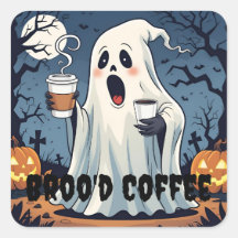 Spooky spöke Broo'd kaffe Halloween Cafe-dekal
