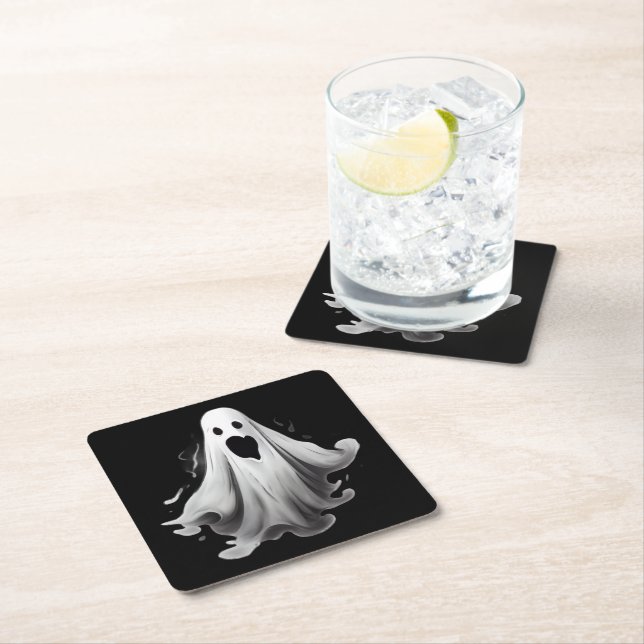 Spooky spöke på pappra underlägg papper kvadrat (Insitu)