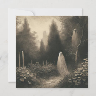 Spooky Spöken i Graveyard Horror Goth Kort