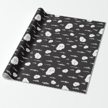 Spooky Spöken och Clouds Black Wrapping Papper