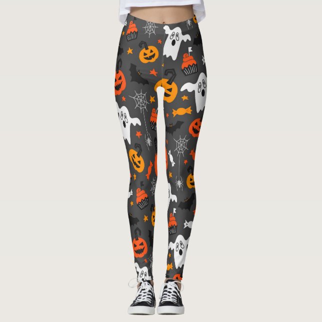 Spooky Spöken och pumpor Leggings (Framsida)