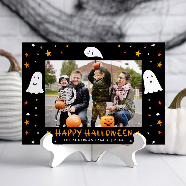 Spooky Spöken och Stars Photo Halloween Julkort (Skapare uppladdad)