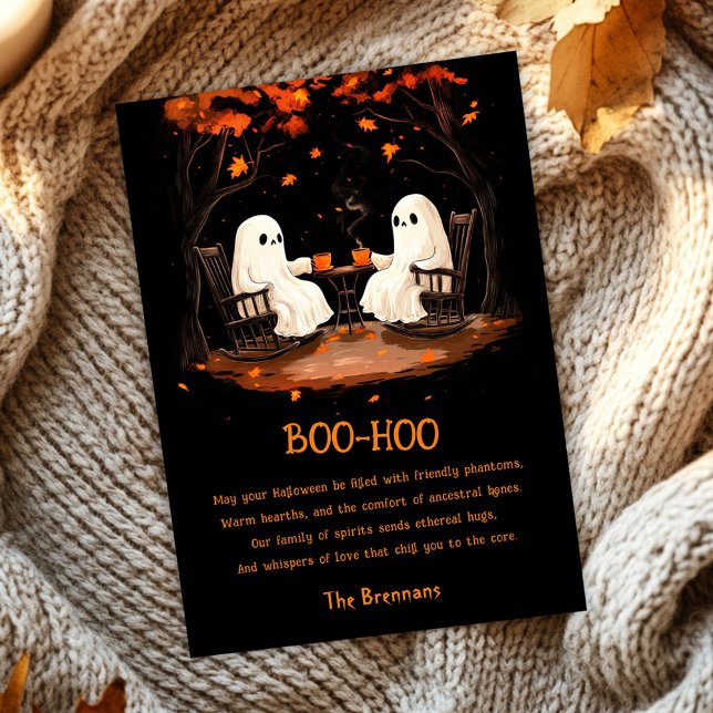 Spooky Spöken oktober Happy halloween Hälsning Kort (Spooky Ghosts October Happy Halloween Greeting Card)
