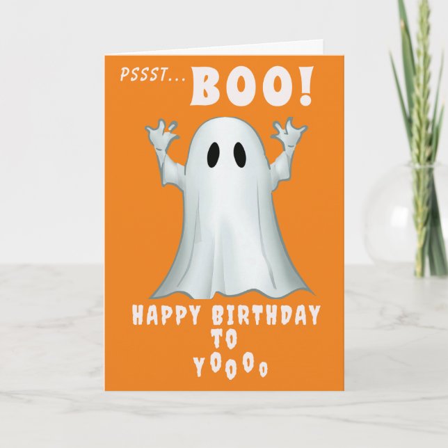 Spooky spökretro halloween Birthday Kort (Framsida)
