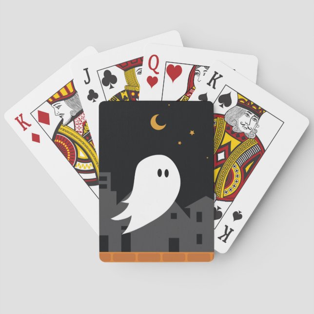 Spooky spökstad halloween tecknad casinokort (Baksidan)
