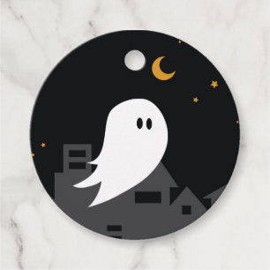Spooky spökstad halloween tecknad gåvor etiketter