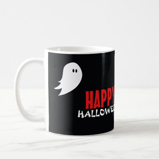 Spooky spökstad halloween tecknad kaffemugg (Vänster)