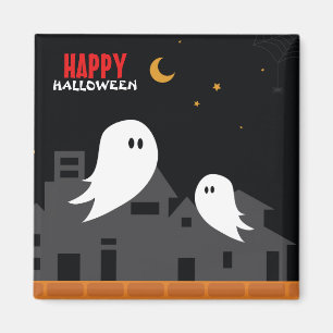 Spooky spökstad halloween tecknad magnet