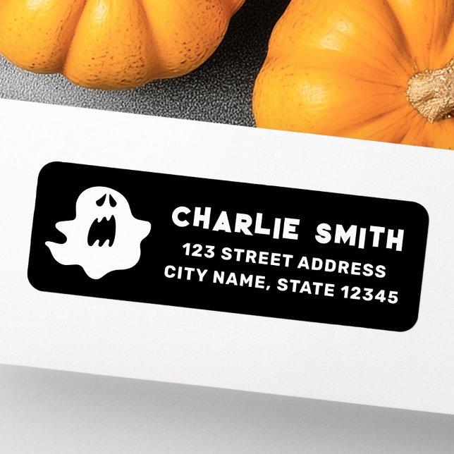 Spooky spöksvart Halloween-returadress Returadress Etikett (Spooky ghost black Halloween return address Label)