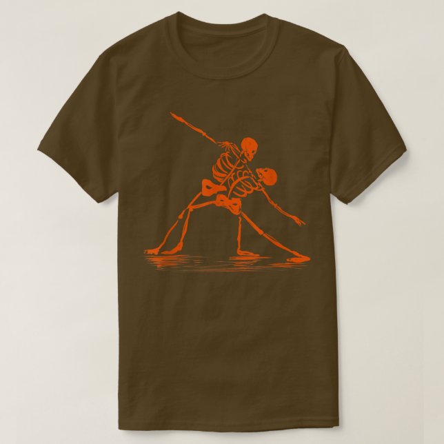 Spooky Spooktober Dancing Skeletons Meme  T Shirt (Design framsida)