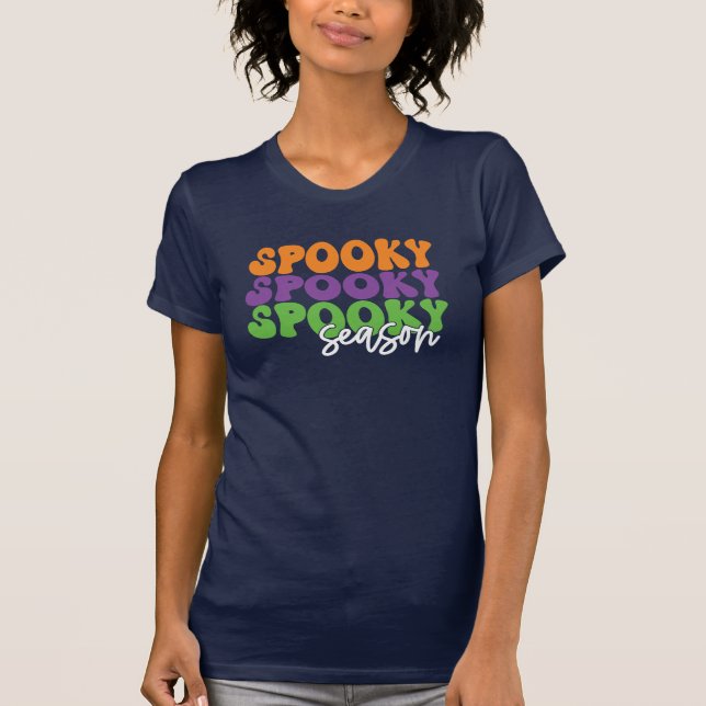 Spooky Spooky Season Retro Typography T Shirt (Framsida)