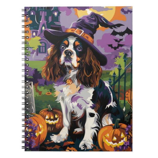Spooky Springer spanel Halloween Witch Pumpkin Anteckningsbok (Framsidan)
