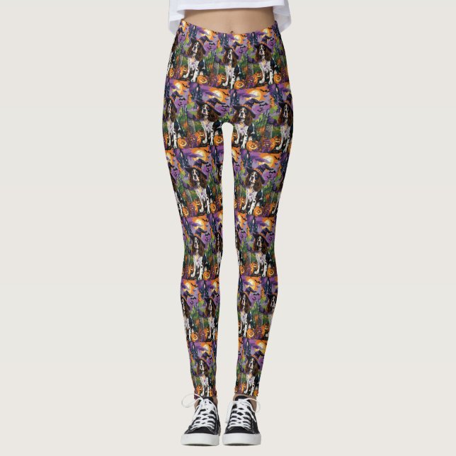 Spooky Springer spanel Halloween Witch Pumpkin Leggings (Framsida)