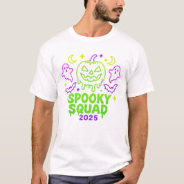 Spooky Squad 2025 Halloween Neon Ghost Pumpkin T Shirt