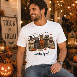 Spooky Squad Halloween Cats Illustration T Shirt