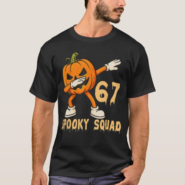 Spooky Squad Pumpkin 67 Halloween Meme 6 7 Numbers T Shirt (Framsida)