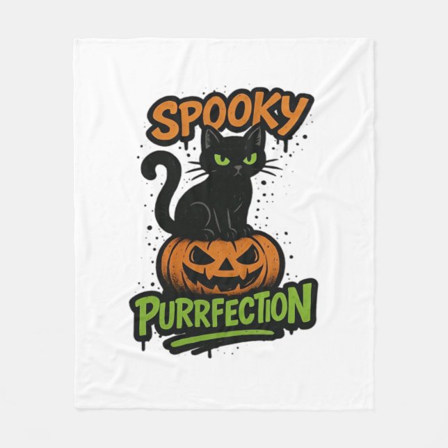 Spooky Squad Retro Halloween-design (svart text) - Fleecefilt (Framsidan)