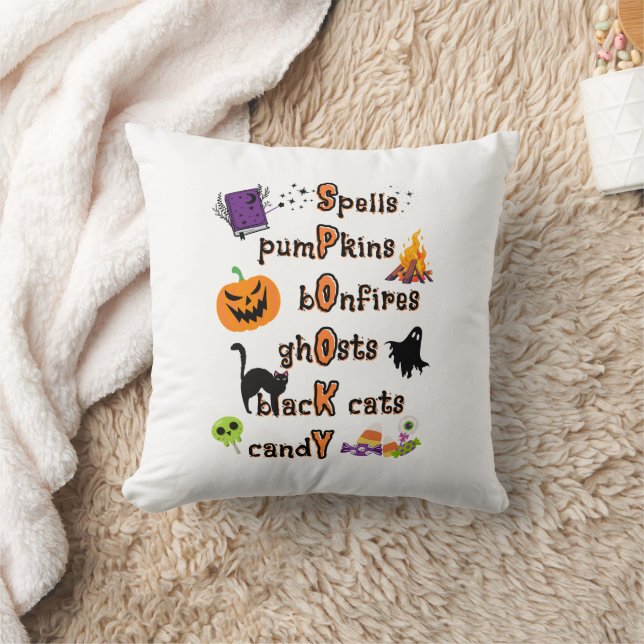 SPOOKY Stavning med all sak Halloween Kudde (Filt)