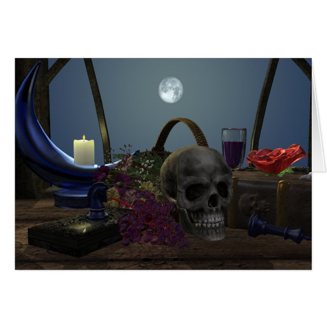 Spooky still Life i Moonlight Hälsningskort (Framsidan Horizontal)