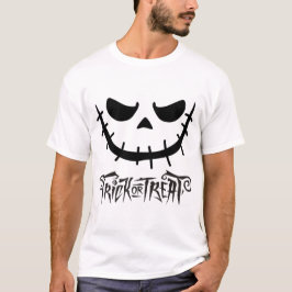 Spooky Stitched Smile Trick or Treat Black Graphic T Shirt
