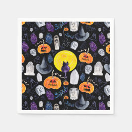 Spooky Stollig Watercolor Halloween Pappersservett