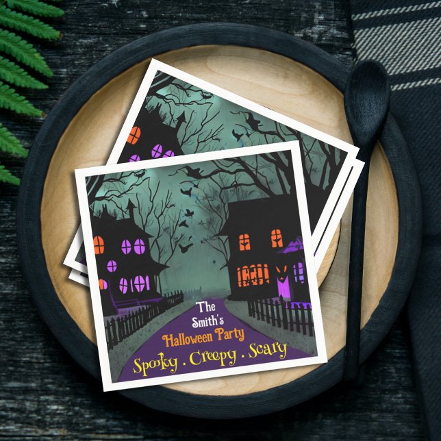 Spooky Street Anpassningsbar Text Halloween Pappersservett (Skapare uppladdad)