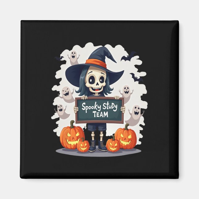 Spooky Study Team - Cute Halloween Skeleton Teache Magnet (Framsidan)