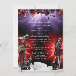 Spooky Sugar Skull Halloween Bröllop Inbjudningar