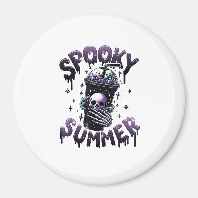 Spooky Summer Funny Meme Skeleton Coffee Funny Sum Magnet (Framsidan)