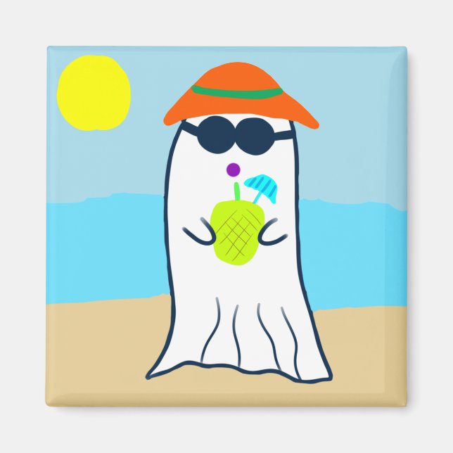 Spooky Summer Ghost på Beach Magnet (Framsidan)