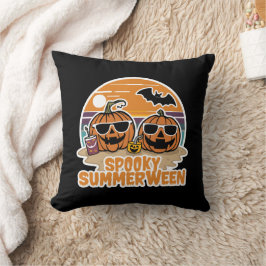 Spooky Summerween - pumpor på stranden Kudde