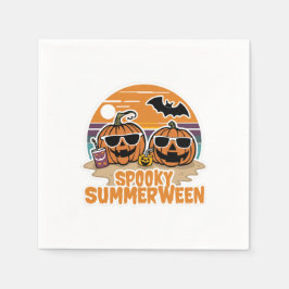 Spooky Summerween - pumpor på stranden Pappersservett