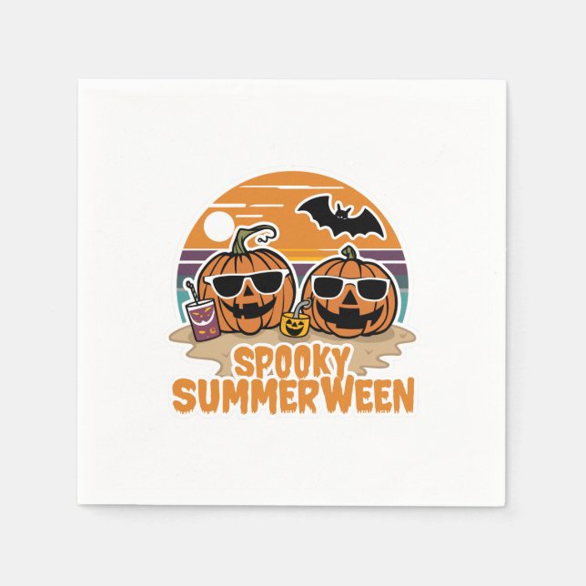 Spooky Summerween - pumpor på stranden Pappersservett (Framsidan)