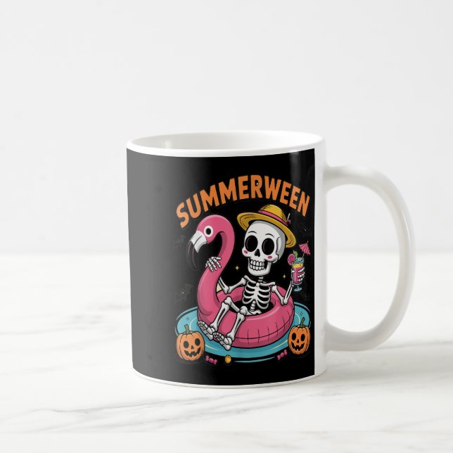 Spooky Summerween Skeleton väntar bara på Hallow Kaffemugg (Höger)