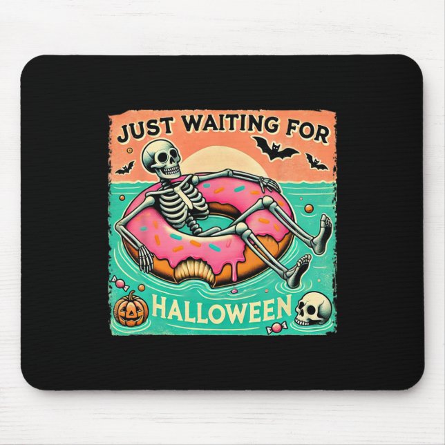 Spooky Summerween Skeleton väntar bara på Hallow Musmatta (Framsidan)