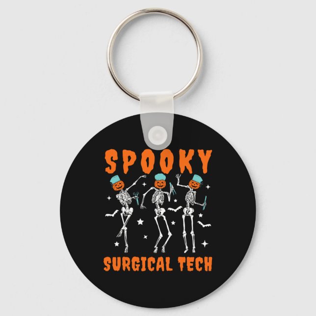 Spooky Surgical Tech Skeleton Dancing Surgical Hal Nyckelring (Framsida)