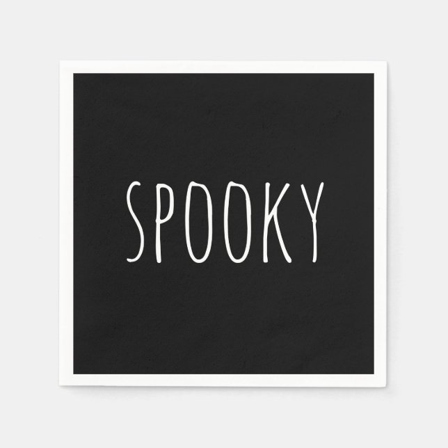 Spooky. Svart enkel typografi Halloween Pappersservett (Framsidan)