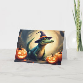 Spooky Swamp Witch Gator Halloween Notecard Tack Kort