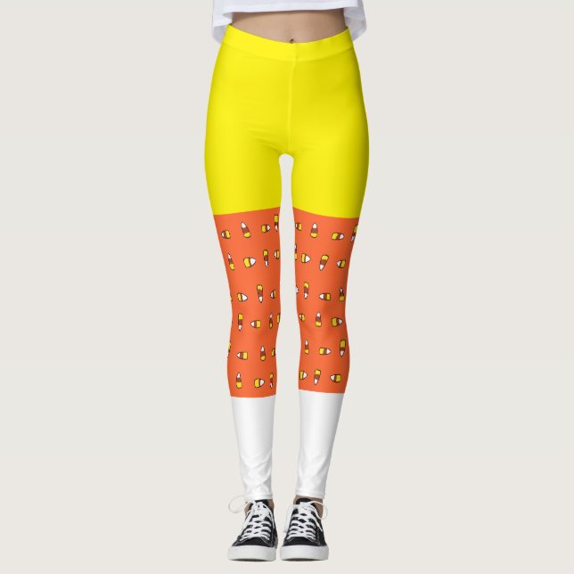 Spooky Sweet-Candy corn Tri-Färg Leggings (Framsida)