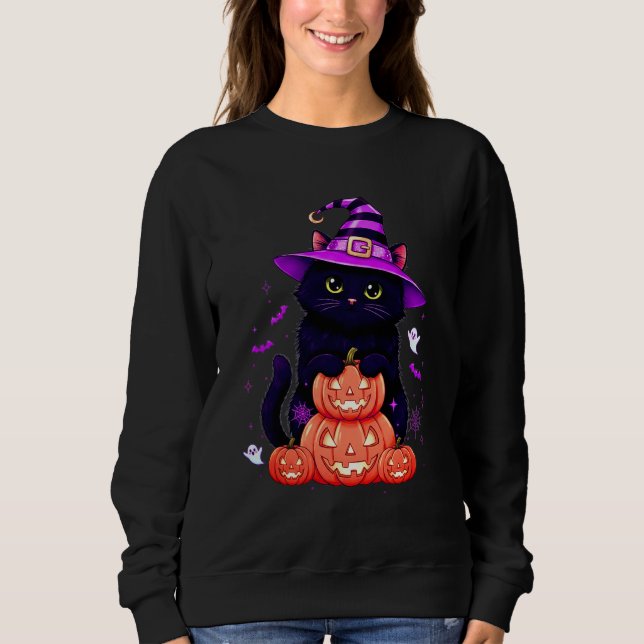 Spooky Sweet Pumpkin Kattunge Sweatshirt T Shirt (Framsida)