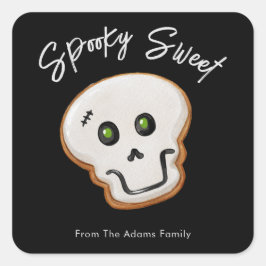 Spooky Sweet Skull Sugar Cookie Fyrkantigt Klistermärke