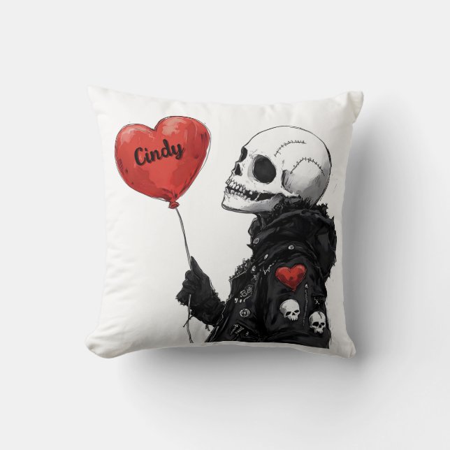 Spooky Swehoney-Anpassade Skull med Balloon Kudde (Framsida)